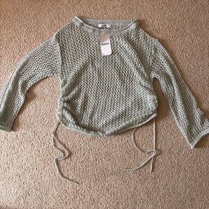 DHOLIC Olive Green Mesh Long Sleeve Top